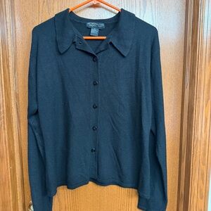 Vintage Black Women's Cardigan Sweater With Collar